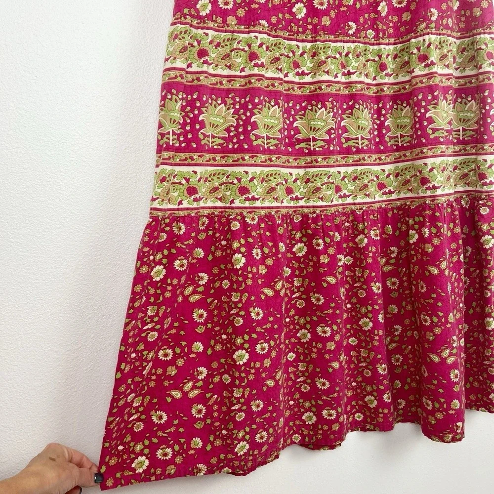 Vermont Country Store Dress S Pink Yellow Cotton Floral Muumuu Dress Housedress